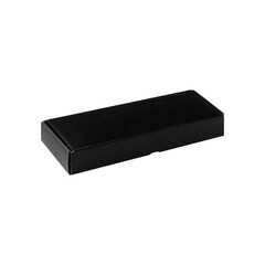 Sleek black rectangular cardboard box with closed lid, ideal for luxury packaging, gifts, and...
