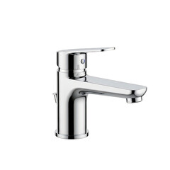 Modern chrome bathroom faucet with single lever control isolated on transparent background