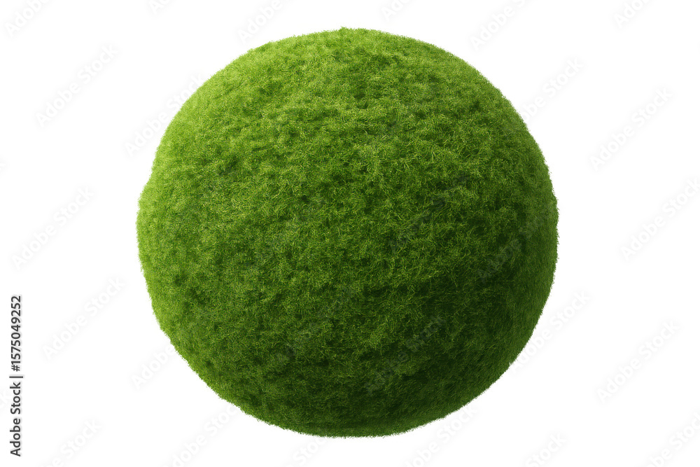 Fototapete green grass sphere rotating on transparent background, perfect for compositing and motion graphics p