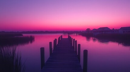 Fototapeta premium A quiet coastal lagoon with small waves lapping at the shore under an overcast sky