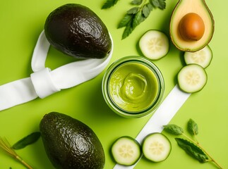 Avocado and Cucumber Face Mask: A refreshing homemade face mask made with ripe avocados and cool cucumbers, perfect for hydrating and nourishing skin.