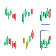 Upward trending stock market candlesticks show growth potential and financial success in mobile