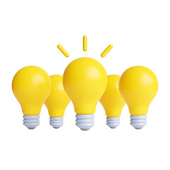 A group of yellow light bulbs glows brightly, symbolizing innovation and creative thinking.