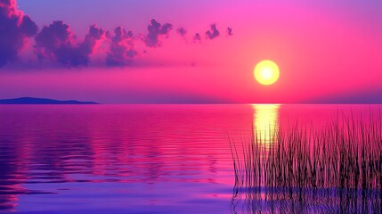 A futuristic glass building overlooking a cool ocean view at sunset