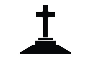 tomb crossn silhouette vector icon