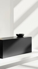  Minimalistic monochrome promo stand mockup with sleek design and soft lighting for branding and advertising needs