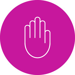 Hand Stop Gesture  Vector Line Pink Circle Icon Design