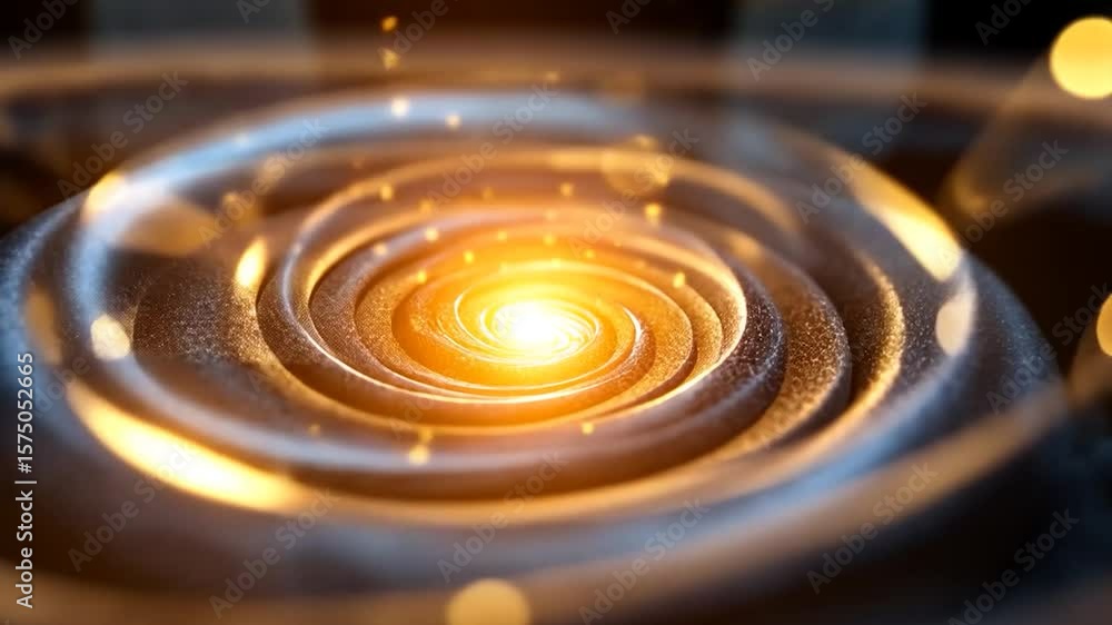 Aufkleber abstract spiral design with glowing core and radiating sparks against a blurred background with boke