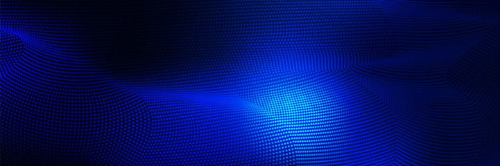 Dot white blue wave light screen gradient texture background. Abstract  technology big data digital background. 3d rendering.