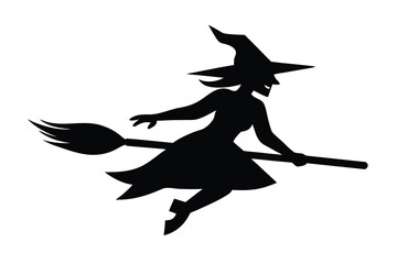 witch flying on broom vector icon (1)