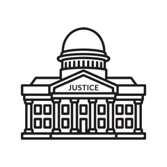 Neoclassical building with dome and columns displaying justice courthouse government