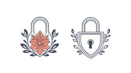 Minimalist Line Art Lock Icon on White Background