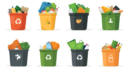 Messy Pile of Garbage in Flat Style