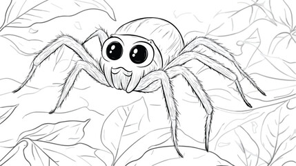 Cute Little Spider Cartoon Coloring Page for Kids