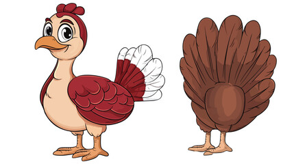 Cute Little Turkey Cartoon Character Coloring Page