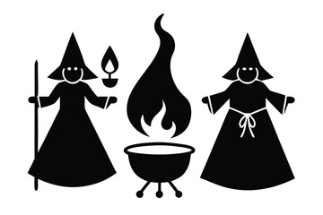 witch ritual vector icon