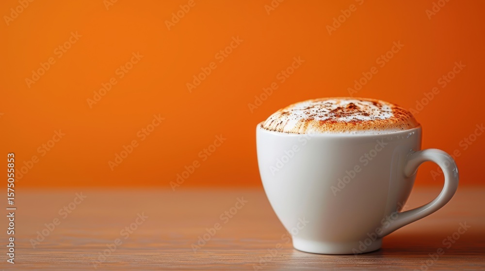 Poster isolated coffee cup on a wooden surface. beverage with empty space for text. square format
