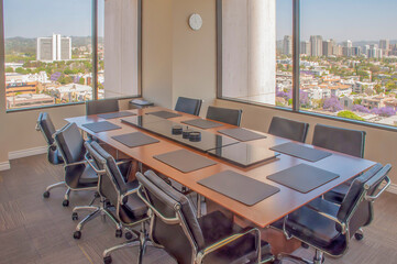 Office conference room in tall building