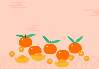 Chinese New Year greeting design template with chinese festive symbols in oriental style