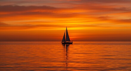 Sailboat on Water at Sunset