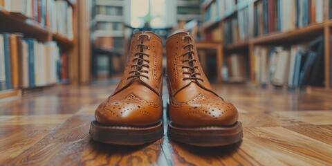 A collection of shoe polish in dark shades, along with a soft cloth, brush, and horn, placed on a light marbled surface