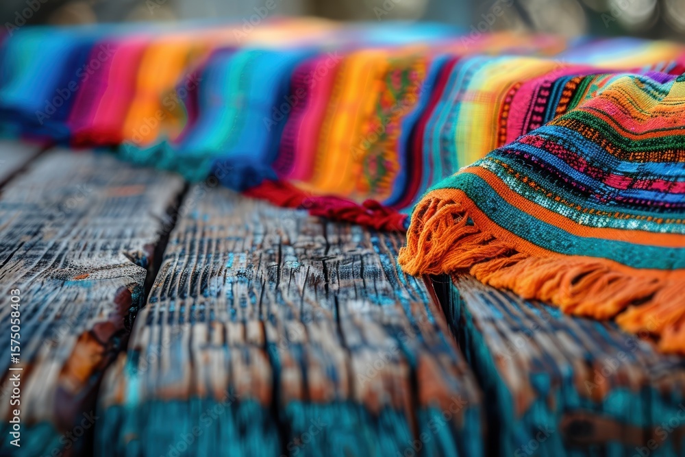 Poster striped poncho pattern background for festive occasions in vibrant colors, featuring a decorative de