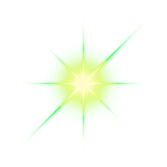 Green starburst light effect on transparent background
