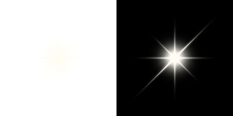 Bright starburst effects with transparent and black backgrounds
