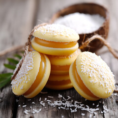 National Dishes of Argentina - Alfajores. Small bread cookies with caramel condensed milk, which is placed between two pieces of cookies.