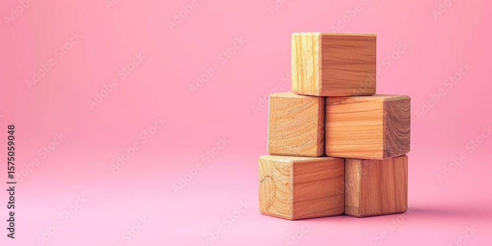 Poster words representing the placebo effect on wooden blocks set against a pink backdrop. symbolic represe