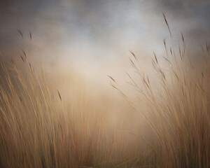 Golden reeds sway in ethereal light
