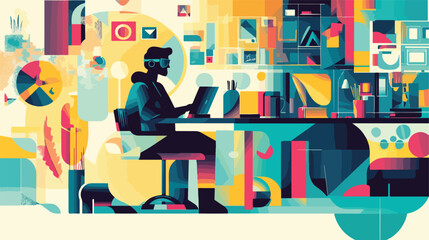 Creative Home Office Setup for Modern Graphic Designer