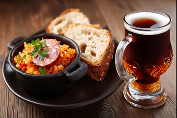 National Dishes of Hungary - Lecho - a dish of onions, tomatoes, paprika and lightly smoked pork sausage
