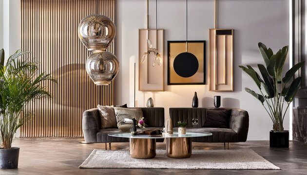 art deco interior design of modern living room home
