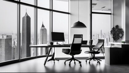 Fototapeta premium black and white office interior