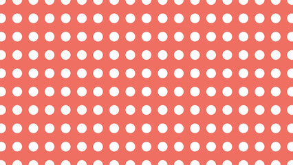Seamless white polka dot pattern on coral background. Ideal for retro fabric design, summer party decor, kids projects, wrapping paper, vintage themes, and playful digital or print designs