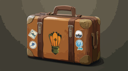 Vintage Travel Suitcase with Retro Style Stickers