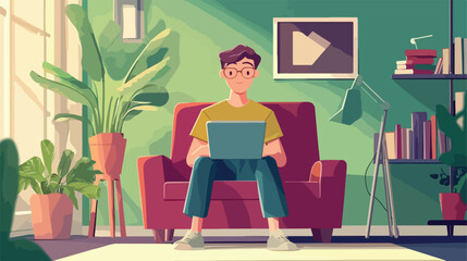 Modern online video learning concept in flat vector illustration