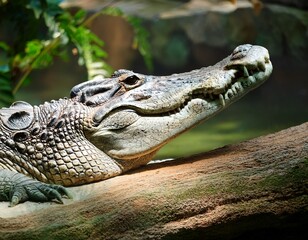 Fototapeta premium crocodile inside a zoo enclosure