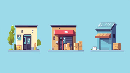 Efficient Parcel Delivery Stages Set in Flat Vector Illustration
