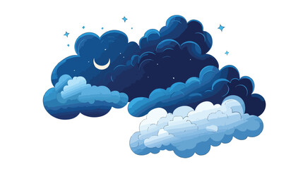 Partly Cloudy Night Weather Symbol Isolated for Designs