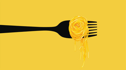 Delicious Italian Pasta Roll on Fork Close-up Photography