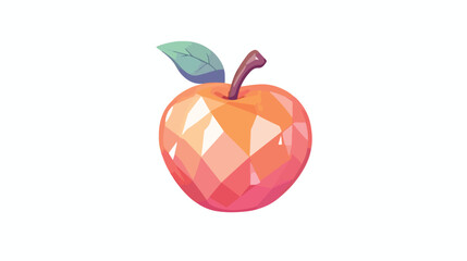 Fresh Peach Fruit with Green Leaf Vector on White Background