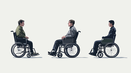 Diverse Group of People Using Wheelchairs Flat Vector Illustration