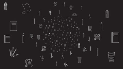 Outline School Education Icons Collection for Learning Banner and Background Design