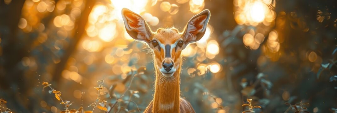 Close-up image of an antelope grazing on fresh grass in a zoo exhibit, featuring distinctive horns and stripes, highlighting an endangered species