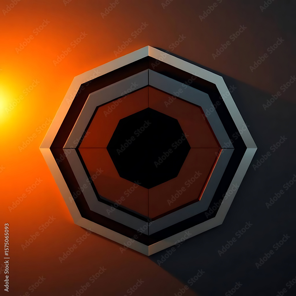 Fototapete a layered octagon design with orange and gray hues creates a modern and abstract geometric pattern
