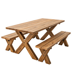 Natural Wood Picnic Table Set with Benches for Garden & Patio