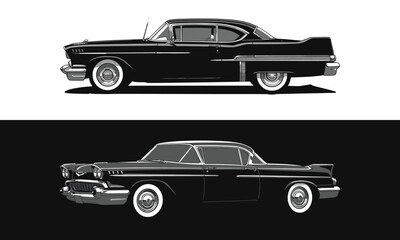 Vintage 1930s Car Pair Vector Art