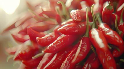 vibrant red spicy peppers set against a white background, with selective focus